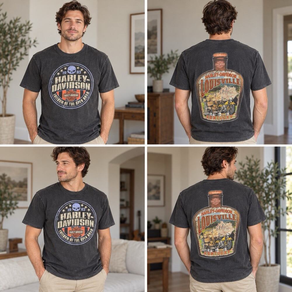 Harley-Davidson Louisville Kentucky Men’s Large Black Bourbon Graphic T-Shirt